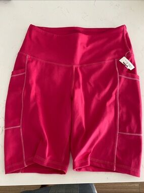 Jessica Simpson Fuchsia High-Rise Bike Shorts with Side Pockets